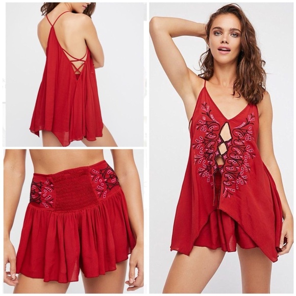 Free People Tops - 🆕 Free People Two Piece Set Orange Embroidered